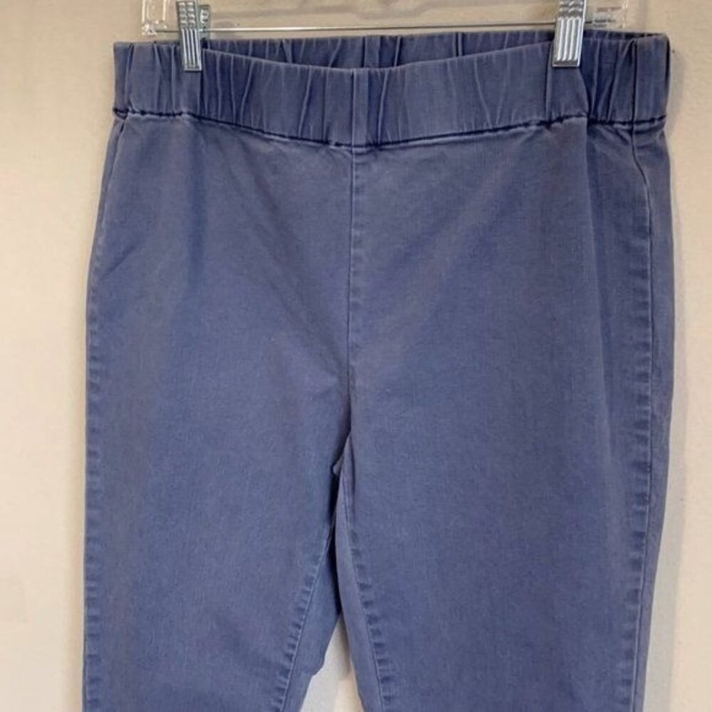 Soft Surroundings Women Medium Metro Denim Snap Ankle Blue Pull On Jeans 33x28.5 - Picture 6 of 9